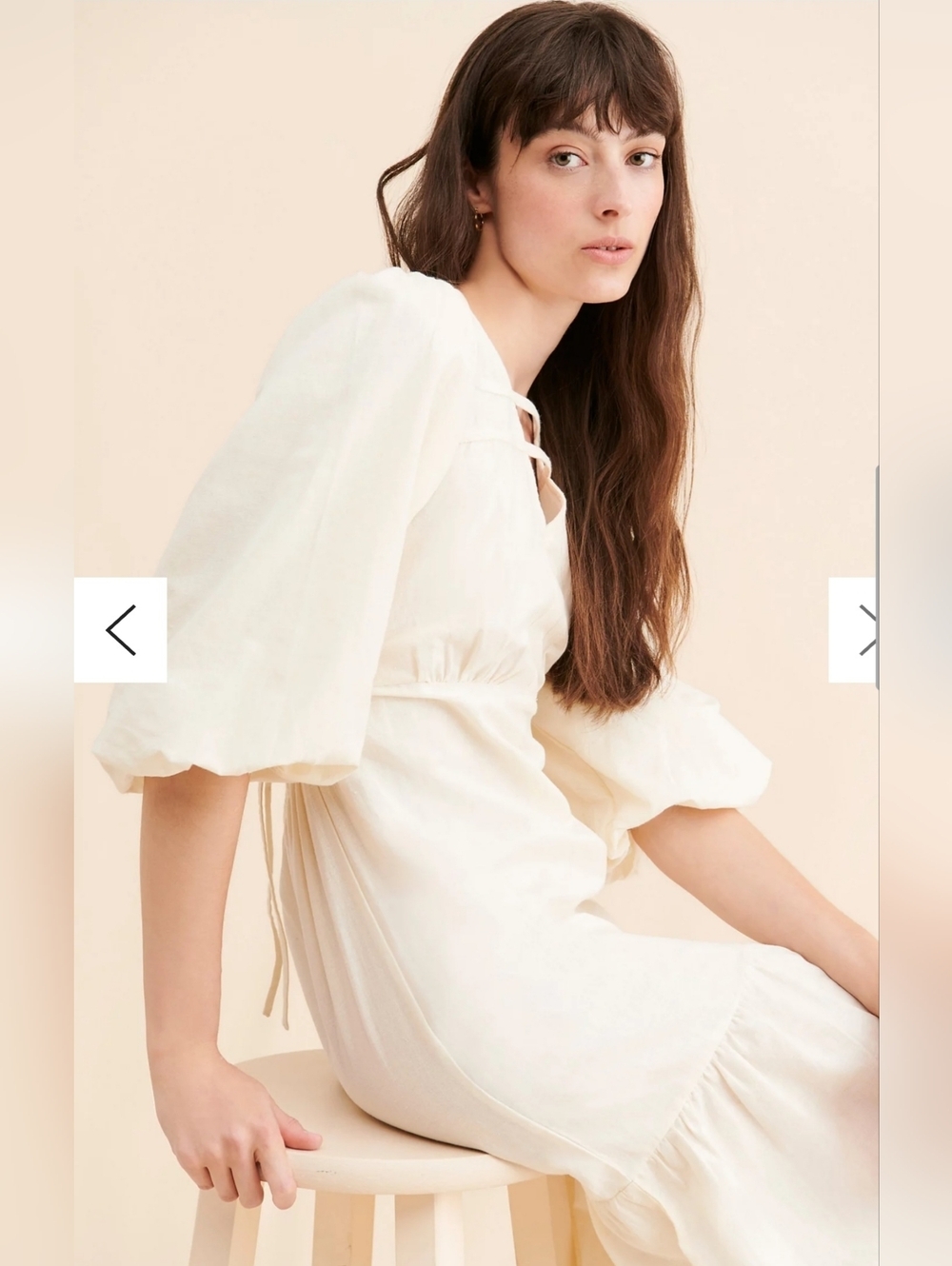 Free People By Native Youth NWT Folunce Open Back Linen Dress Cream Size XL - Picture 3 of 14